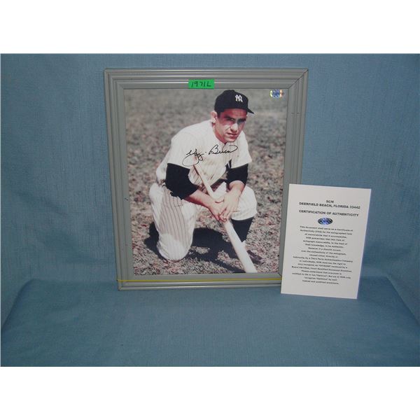 Autographed Yogi Berra 8 by 10 color photo with COA