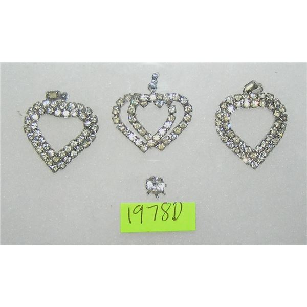 Markasite heart shaped pendants and earring