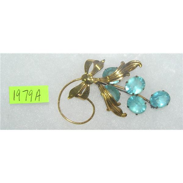 Antique sterling silver aqua marine pin