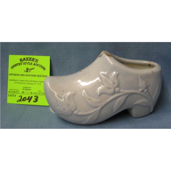 Vine decorated Delftware shoe