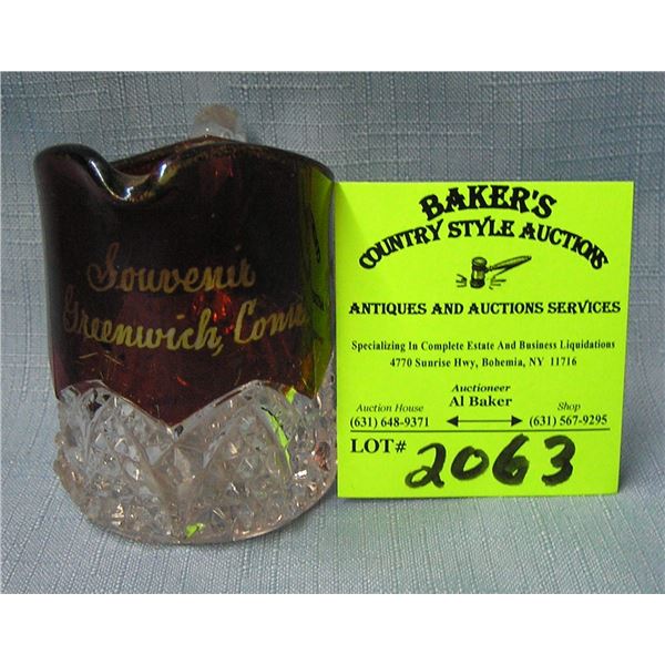 Antique cranberry to clear glass creamer