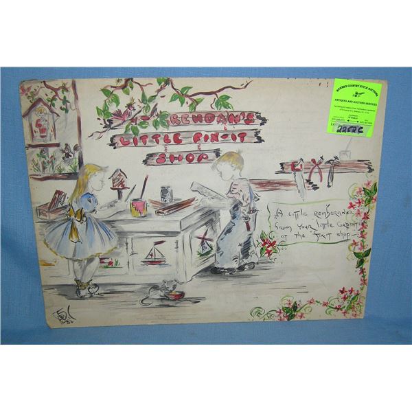 Rendan's Little Fix it Shop artist signed painting