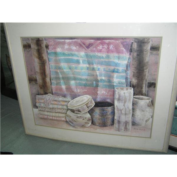 Modern framed print artist signed Helen Paul