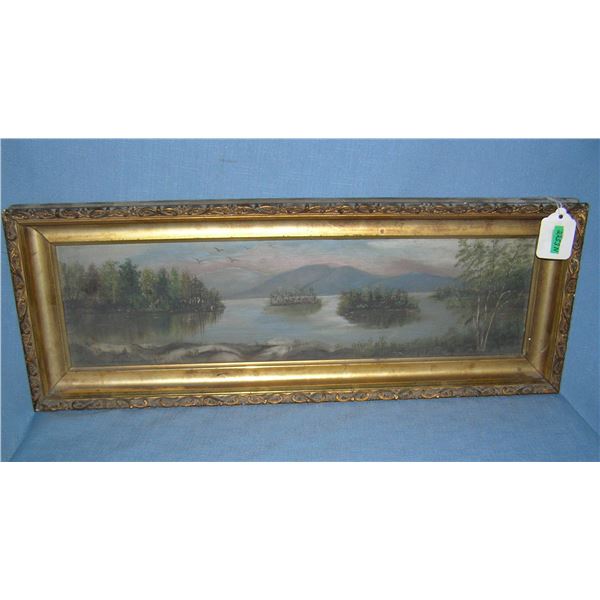 Antique landscape painting with fancy frame