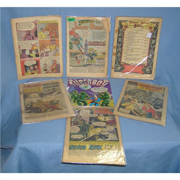 Large group of early comic books all without covers