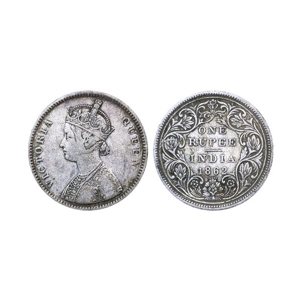 Victoria Queen, Silver Rupee, 1862, A/II, 0/5 dots