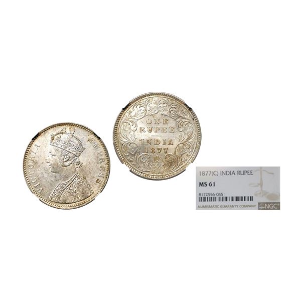 Victoria Empress, Silver Rupee, 1877, A1/I, Calcutta mint,