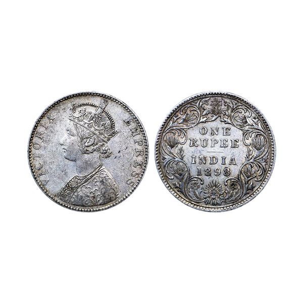 Victoria Empress, Silver Rupee, 1898/3 overdate Rupee,
