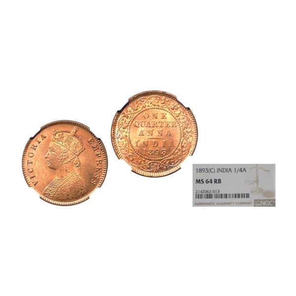 Victoria Empress, Copper 1/4 anna, 1893,