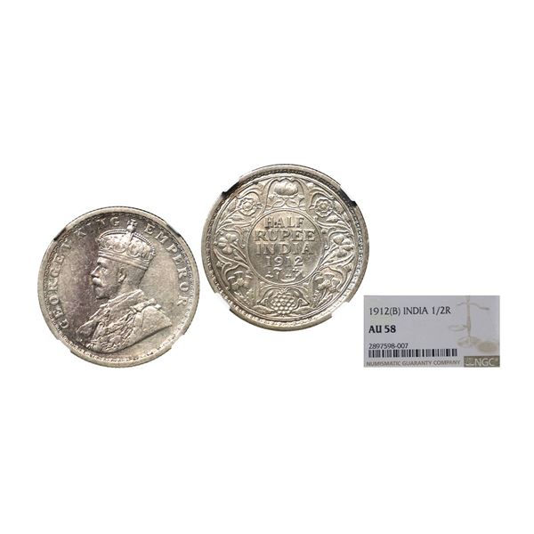 George V, Silver ½ Rupee, 1912, Bombay Mint