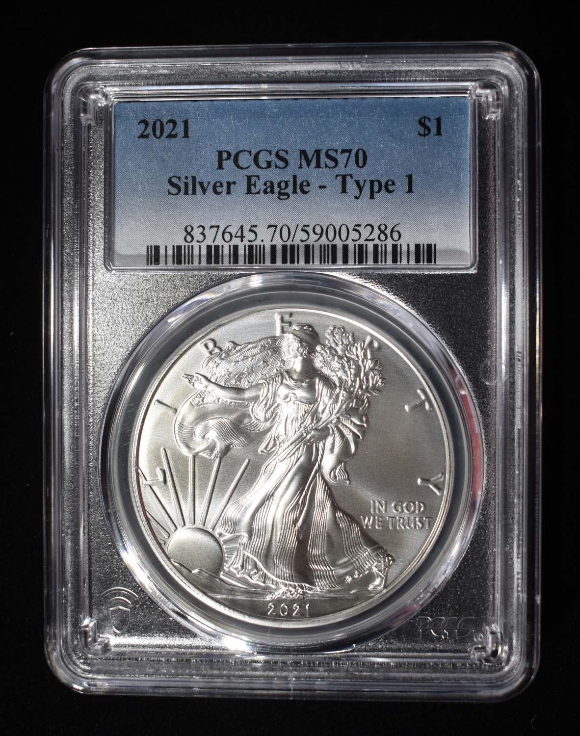 2021 TYPE 1 AMERICAN SILVER EAGLE PCGS MS70