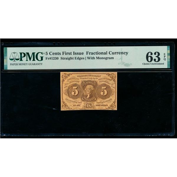 5 Cent First Issue Fractional PMG 63EPQ