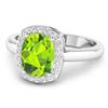 Image 2 : 14KT White Gold 2ctw Peridot and Diamond Ring