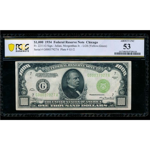1934 $1000 Chicago FRN PCGS 53