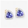 Image 4 : 14KT Yellow Gold 3.82ctw Tanzanite and White Diamond Earrings