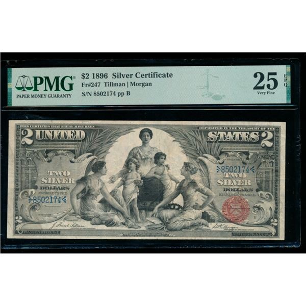1896 $2 Educational Silver Certificate PMG 25EPQ