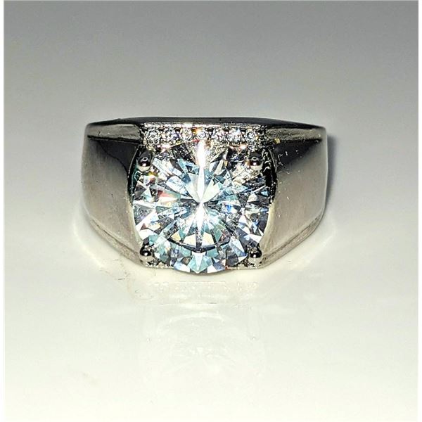Men's 18 Kt White Gold Plate 5 Ct Lab Simulated Diamond Ring