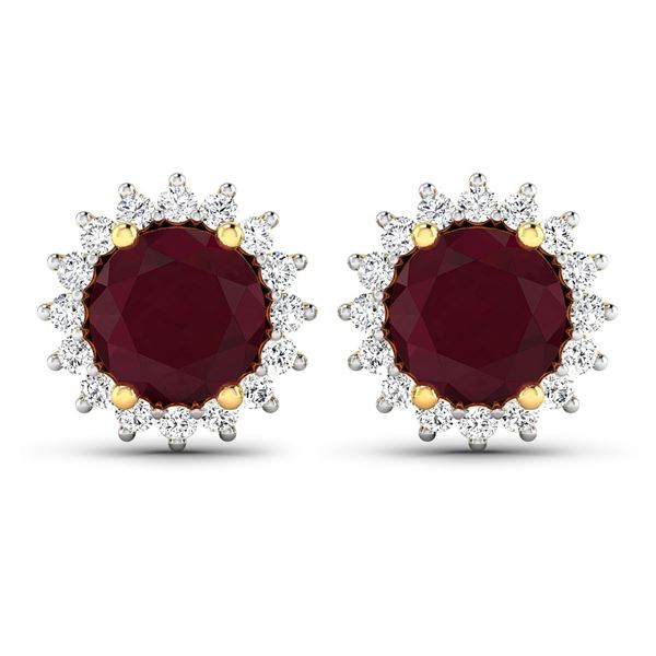 14KT Yellow Gold 2.1ctw Ruby and Diamond Earrings