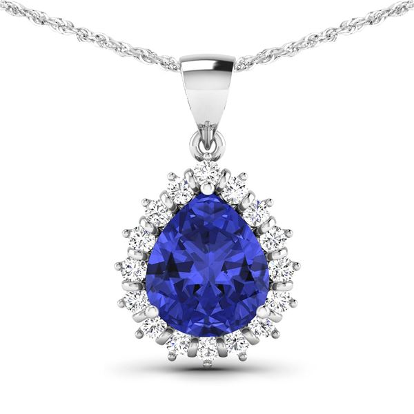 14KT White Gold 3.25ctw Tanzanite and Diamond Pendant