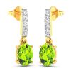 Image 2 : 14KT Yellow Gold 1.26ctw Peridot Topaz and Diamond Earrings