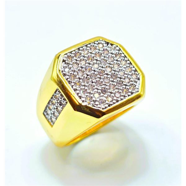 Men's 14 Kt Gold Plate 6.25 Cttw. Lab Simulated Diamond Ring