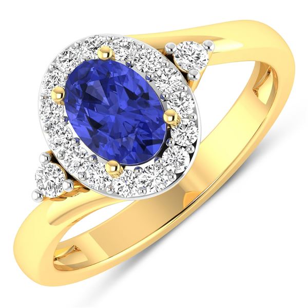 14KT Yellow Gold 0.62ctw Tanzanite and Diamond Ring