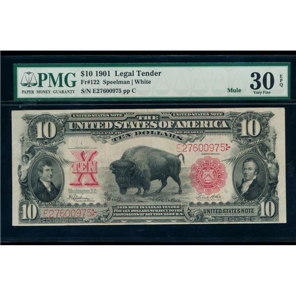 1901 $10 Bison Legal Tender Note PMG 30EPQ