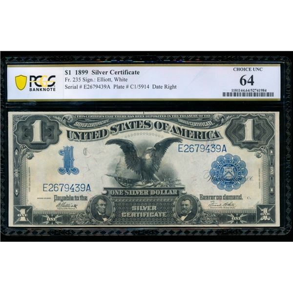 1899 $1 Black Eagle Silver Certificate PCGS 64