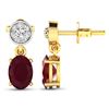 Image 4 : 14KT Yellow Gold 1.7ctw Ruby and Diamond Earrings