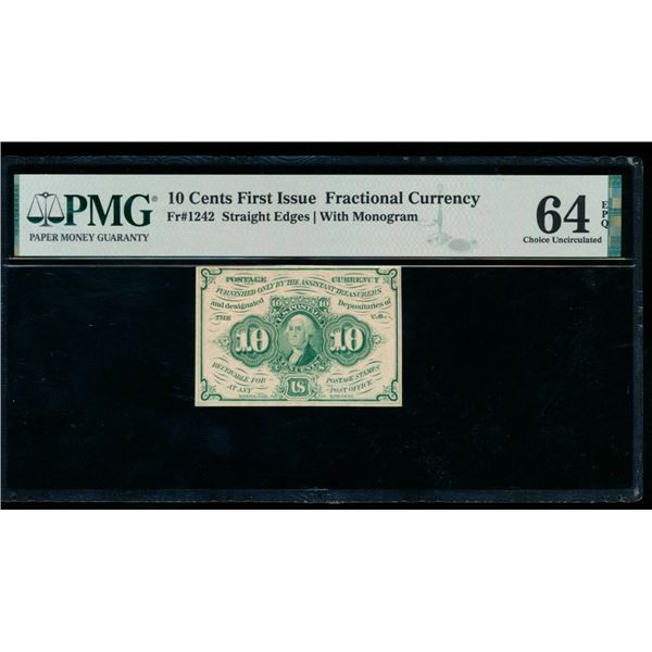 10 Cent First Issue Fractional PMG 64EPQ