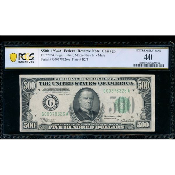 1934A $500 Chicago FRN PCGS 40