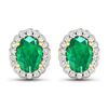 14KT Yellow Gold 1.12ctw Zambian Emerald and Diamond Earrings