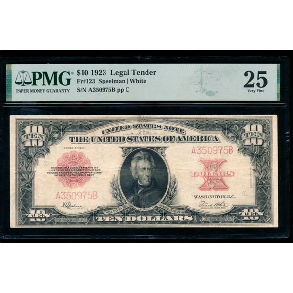 1923 $10 Poker Chip Legal Tender Note PMG 25