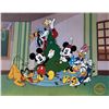 Disney Christmas Mickey Minnie Goofy Pluto Sericel Animation Art Cel