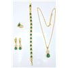 Image 2 : 18 Kt Yellow Gold Plate 4 Piece Simulated Emerald Jewelry Set