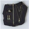 Image 3 : 18 Kt Yellow Gold Plate 4 Piece Simulated Emerald Jewelry Set