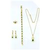 Image 4 : 18 Kt Yellow Gold Plate 4 Piece Simulated Emerald Jewelry Set
