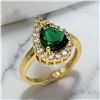 Image 7 : 18 Kt Yellow Gold Plate 4 Piece Simulated Emerald Jewelry Set