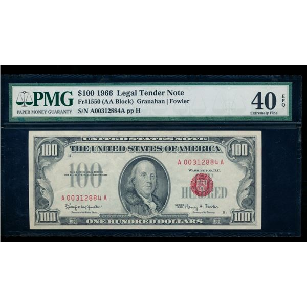 1966 $100 Legal Tender Note PMG 40EPQ