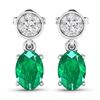14KT White Gold 1.12ctw Zambian Emerald and Diamond Earrings