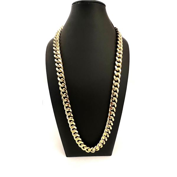 Huge 291.7 Grams 14 Kt Gold Plated Curb Link Necklace