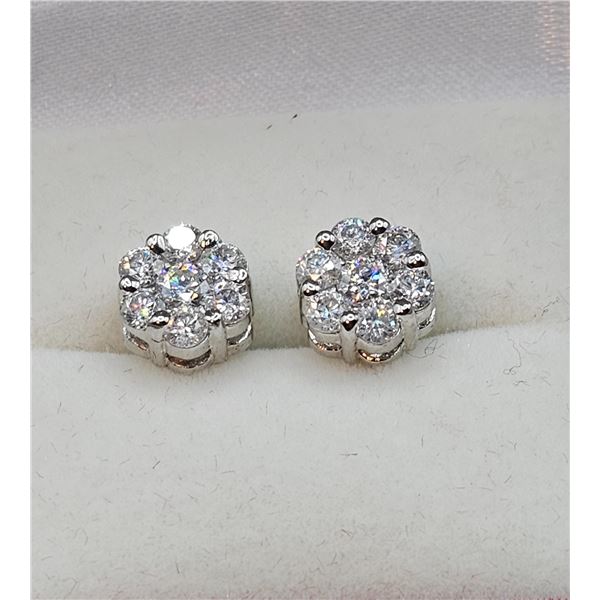 Dazzling 2.5ct VVs1 White E-F Fire Moissanite Cluster Earrings