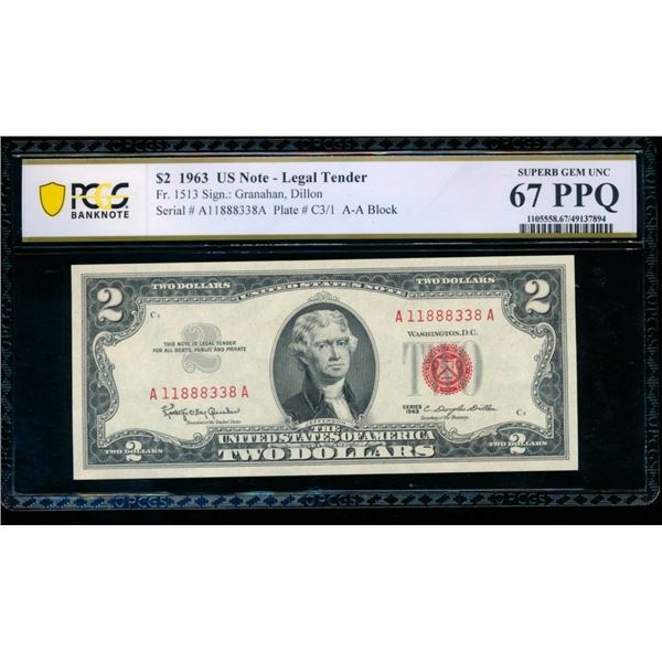 1963 $2 Legal Tender Note PCGS 67PPQ