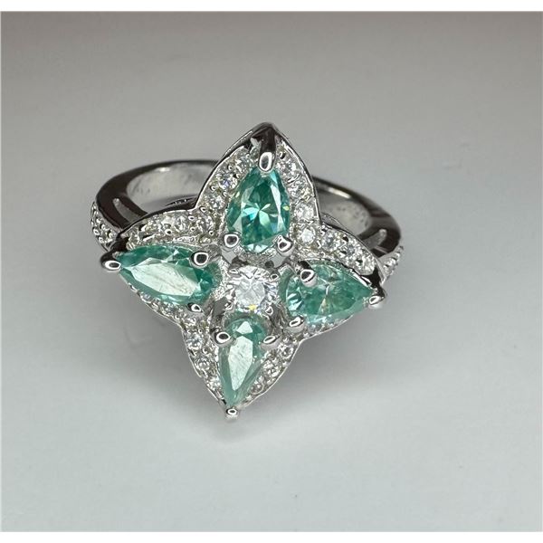 Dazzling 3.75 Ct Green Fire Moissanite Ring