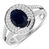 14KT White Gold 1.3ctw Blue Sapphire and Diamond Ring