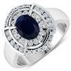 14KT White Gold 1.3ct Blue Sapphire and Diamond Ring