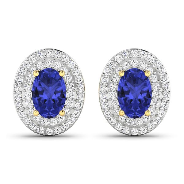 14KT Yellow Gold 0.76ctw Tanzanite and Diamond Earrings