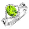 14KT White Gold 1.05ctw Peridot and Diamond Ring