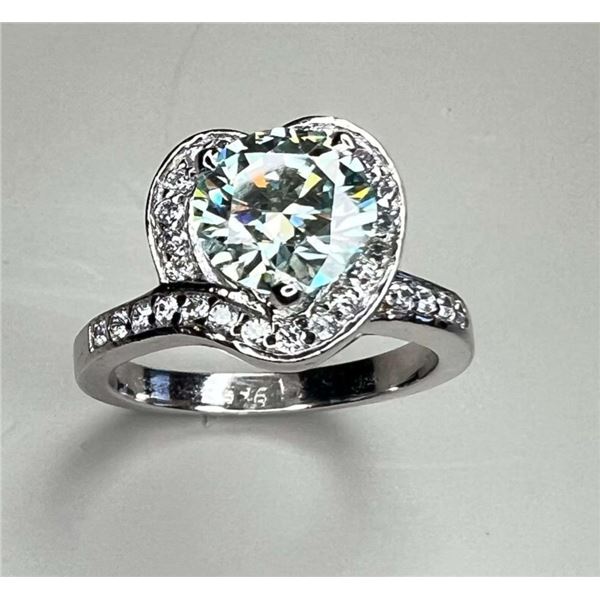 Beautiful 3 Ct Ice Blue Fire Moissanite Heart Ring