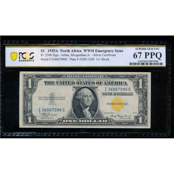 1935A $1 N Africa Silver Certificate PCGS 67PPQ